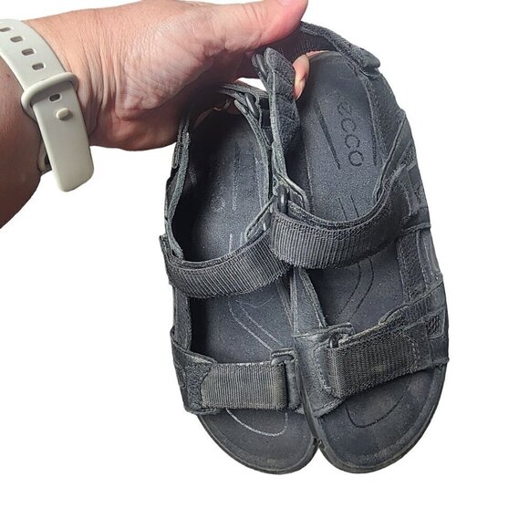 ECCO Sandals Genuine Leather Adjustable Comfortable Black Big Kids 3.5 US - Picture 10 of 11